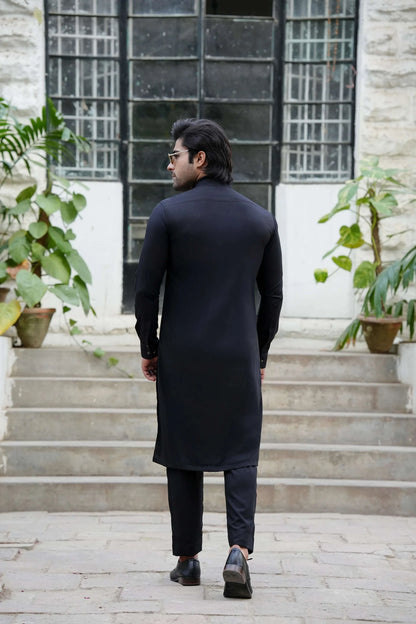 Black Premium Kurta Pajama-Back-Wear Manzar