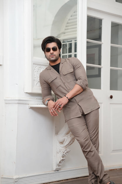 Brown linen shirt with trouser-Cover-Wear Manzar