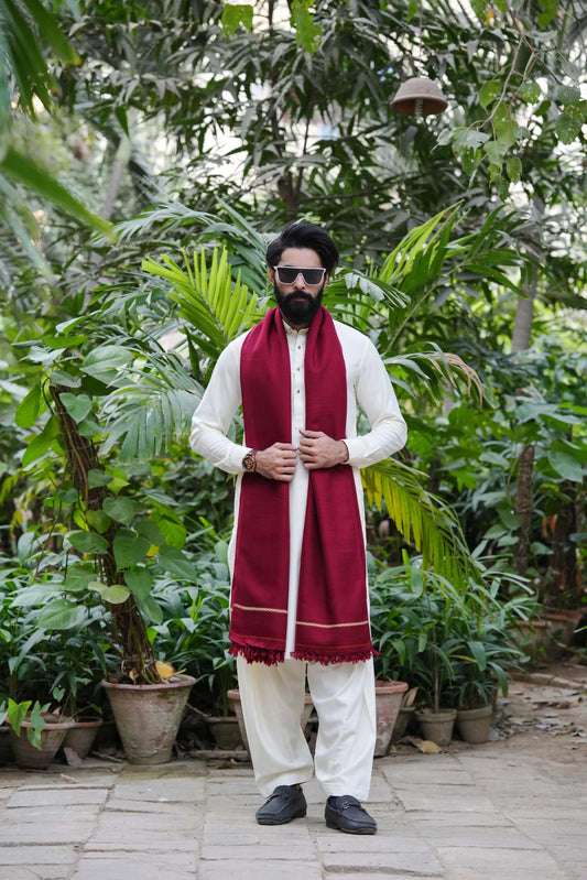 Deep Red Shawl-Cover-Wear Manzar