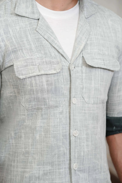 Grey Linen Shirt with Trouser-Front-Wear Manzar