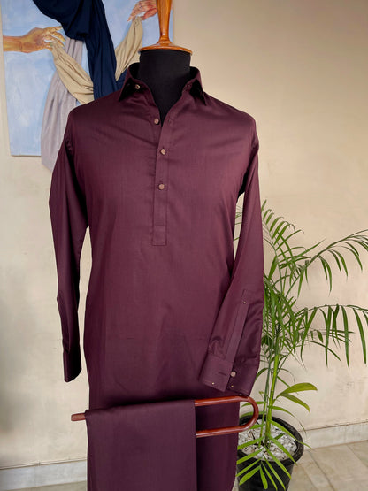 Maroon Blended Kameez Shalwar
