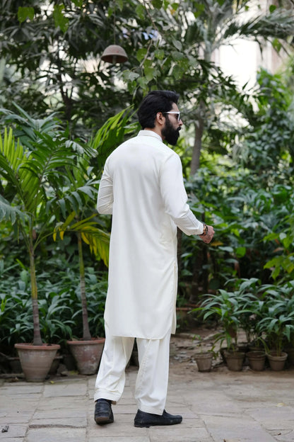 Luxurious Off-White Classic Kameez Shalwar-Back-Wear Manzar