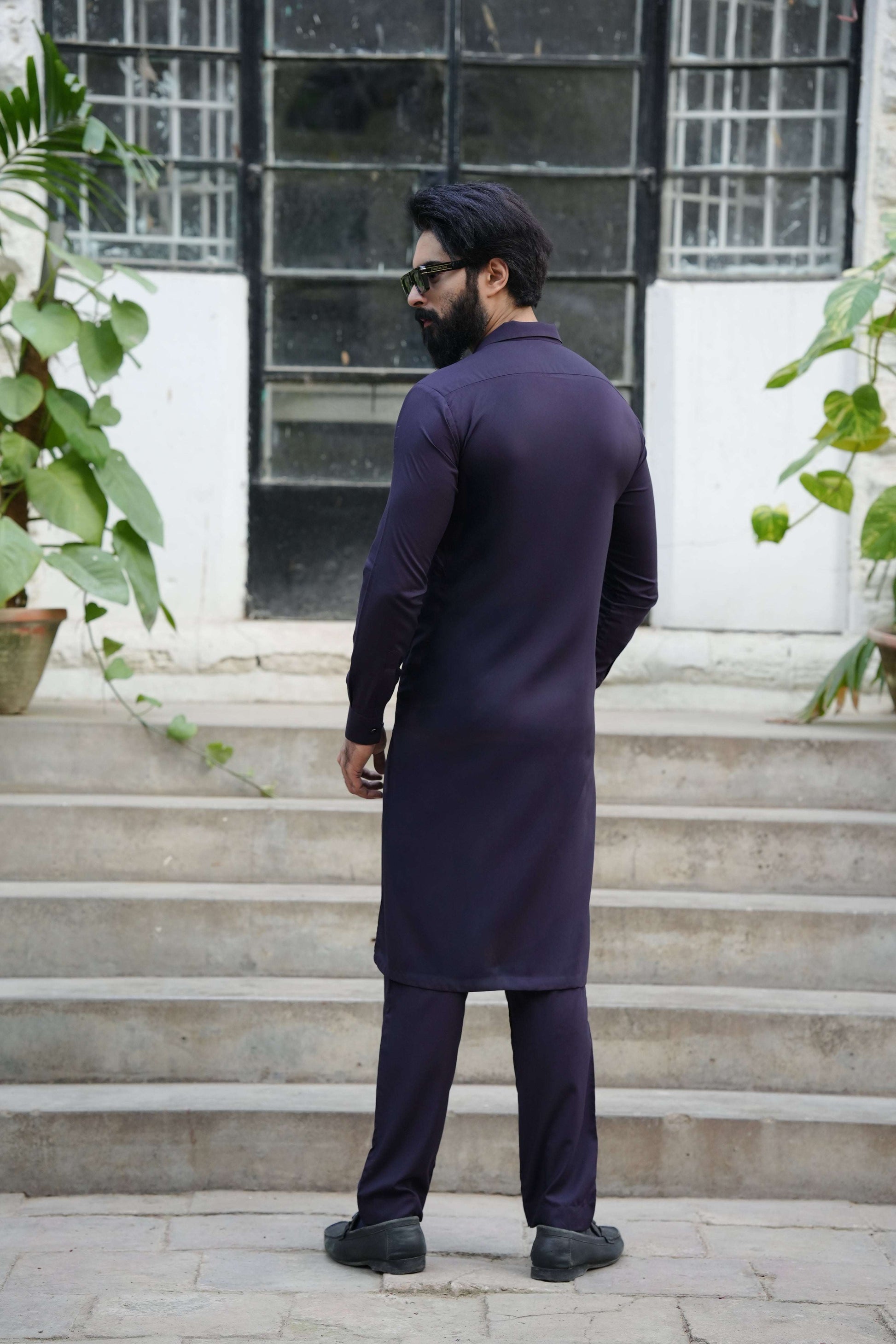 Purple Designer Kameez Shalwar-Back-Wear Manzar