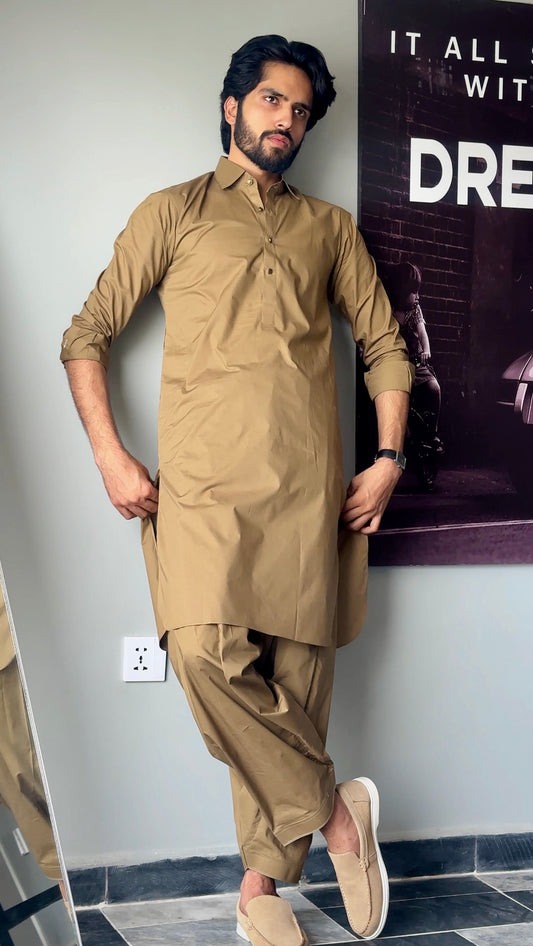 Swiss Gold Cotton Kameez Shalwar