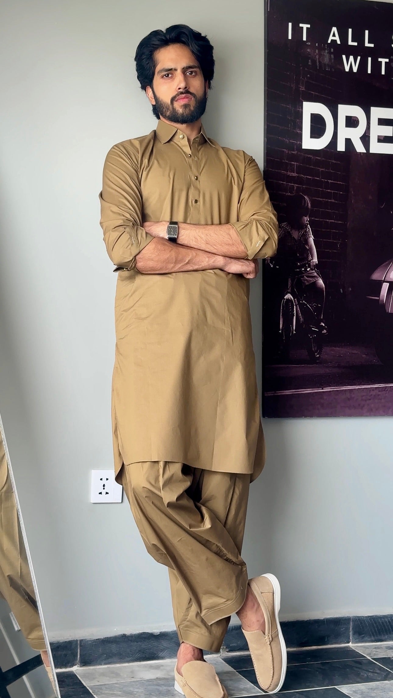 Swiss Gold Cotton Kameez Shalwar