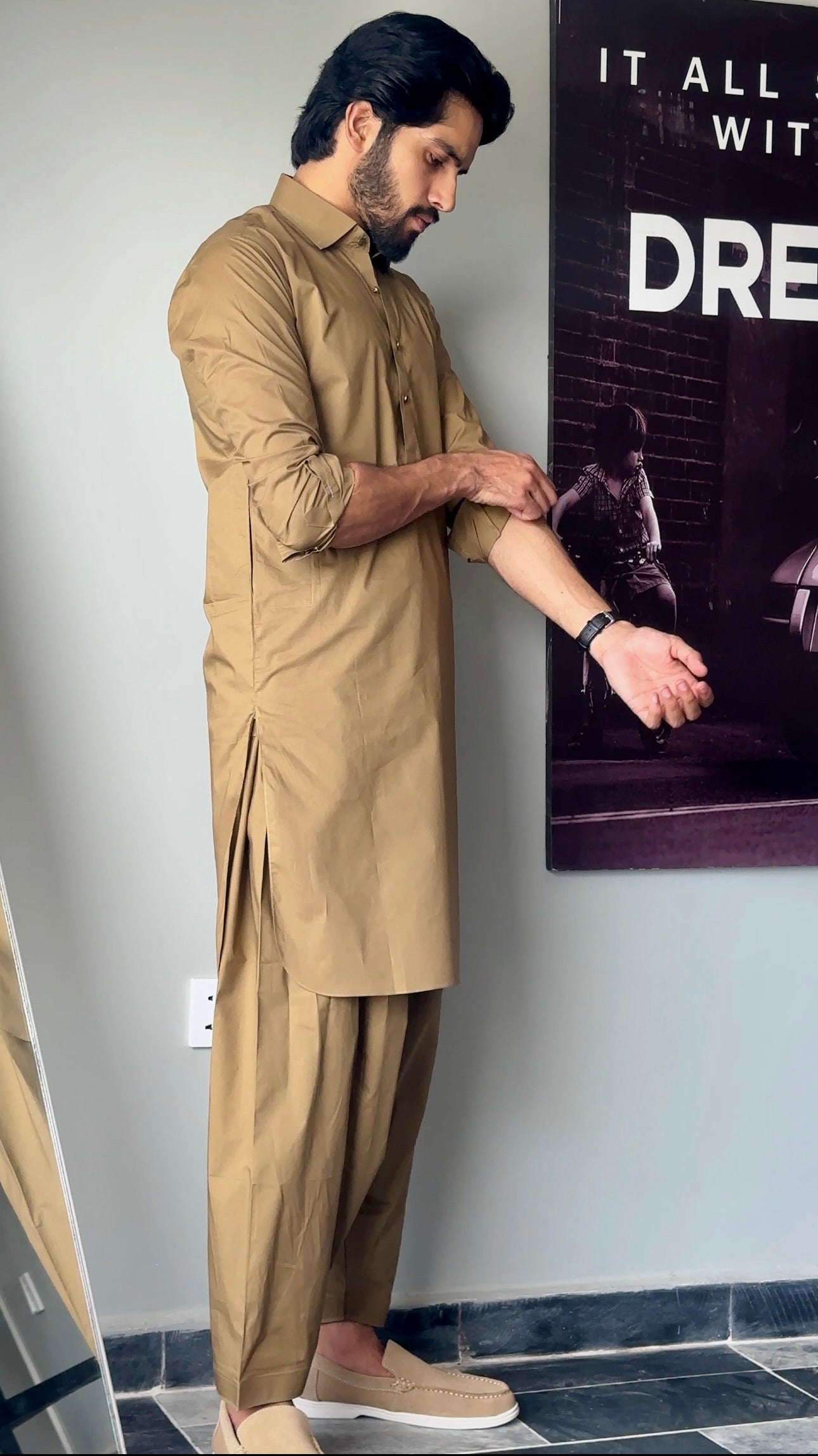Swiss Gold Cotton Kameez Shalwar