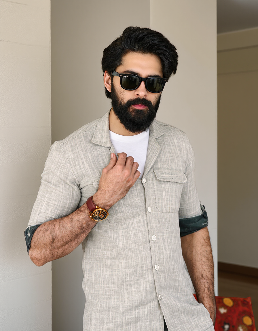 Grey Linen Shirt – Smart Fit