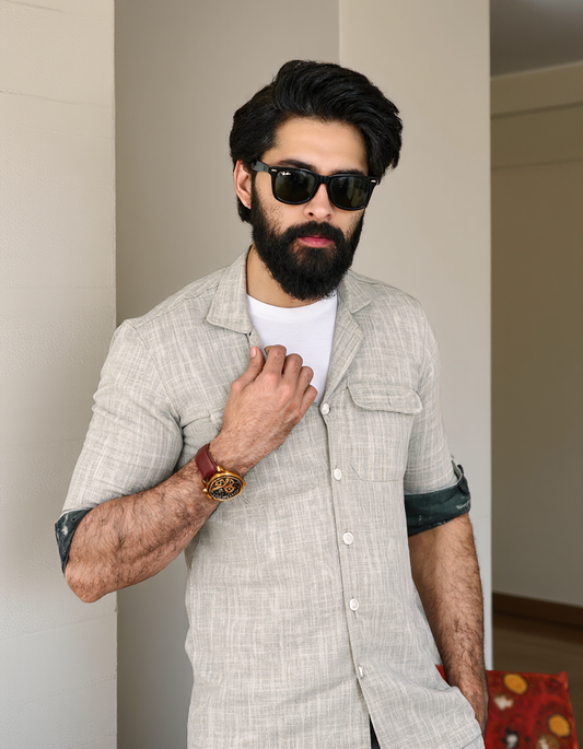 Grey Linen Shirt – Smart Fit