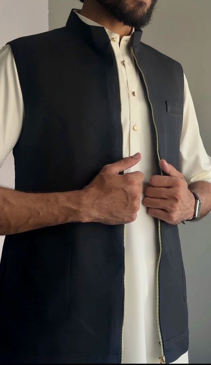 Black Zip-up Waistcoat